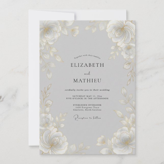 Dove Grey Ethereal Classic Wedding Invitation (Front)
