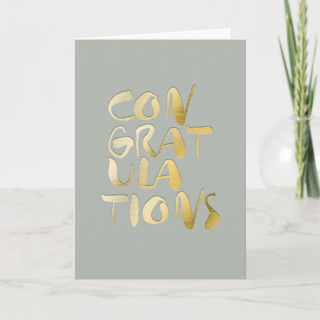 Dove Grey Gold Lettering Congratulations Card (Front)