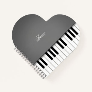 Dove Grey Grand Piano Music Keyboard Custom Notebook