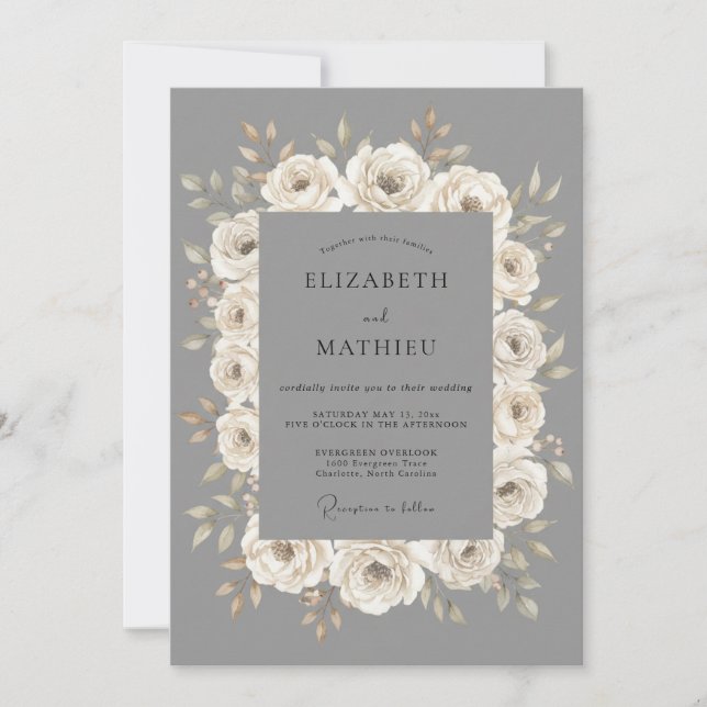 Dove Grey Polished Formal Wedding Invitation (Front)