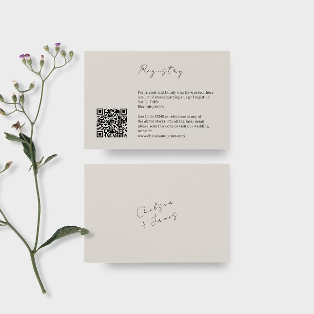 Dove Grey | QR Wedding Registry Enclosure Card (Creator Uploaded)