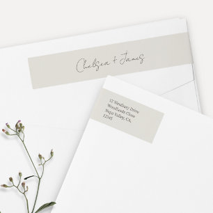 Dove Grey   Script Welcome Wedding Address Wrap Around Label