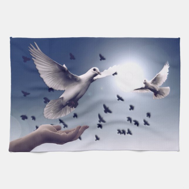 Dove Hand Trust Tea Towel (Horizontal)