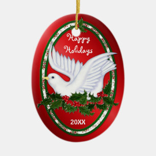 Dove & Holly Ornaments