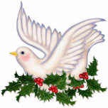 Dove & Holly Peace - Ornament Photo Sculpture Decoration<br><div class="desc">Lovely white Christmas Dove on bed of Holly. The dove is a symbol of love and peace. A perfect symbol for this holiday season. Text can be customised.</div>