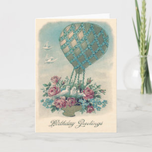 Dove Hot Air Balloon Rose Forget-Me-Not Card