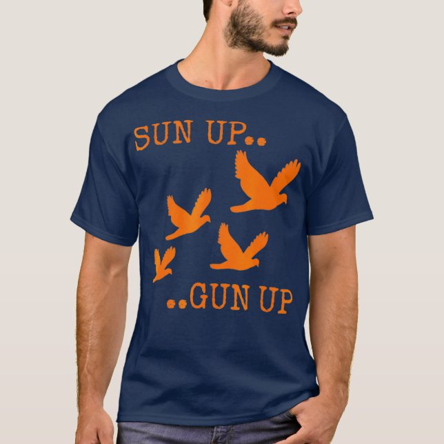 Dove Hunting Orange Camo   Sun  Gun T-Shirt (Front)