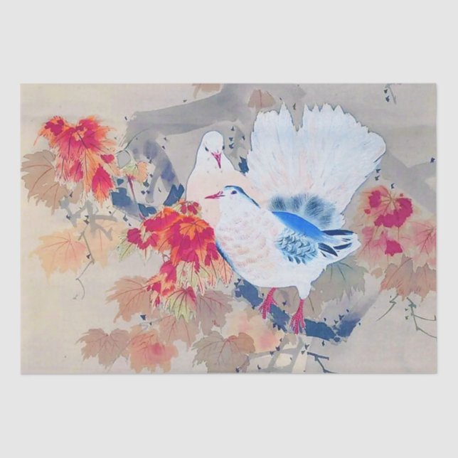 Dove in Autumn Leaves, Watanabe Seitei Tissue Paper (Front)