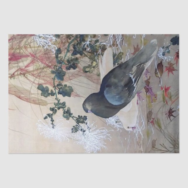 Dove in Autumn Leaves, Watanabe Seitei Tissue Paper (Front)