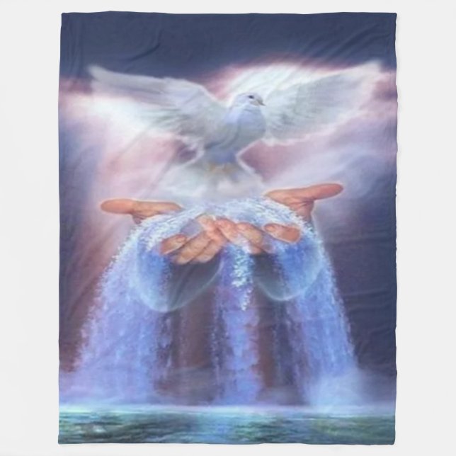 DOVE in GOD'S HANDS Fleece Blanket (Front)