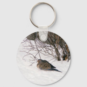 Dove in the Snow Keychain