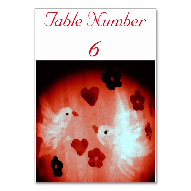 Dove Love Birds Art Table Number (Front)