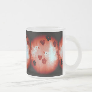 Dove Love Birds Frosted Glass Coffee Mug