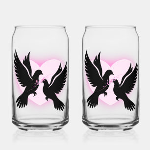 Dove love Drinkware Set Can Glass