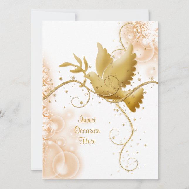 Dove n swirls catholic wedding invitation (Front)