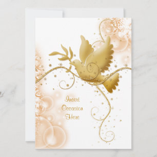 Dove n swirls catholic wedding invitation