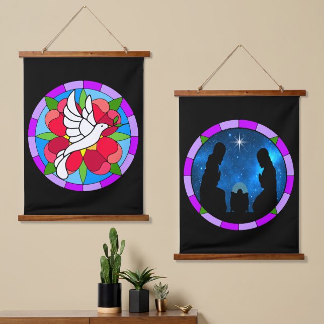 Dove & Nativity Hanging Tapestry (Asymmetrical)