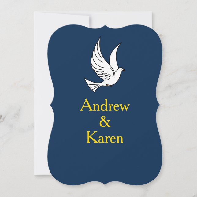 Dove Navy & Gold Wedding Invitation (Front)