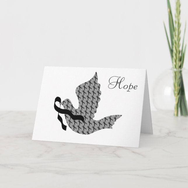 Dove of Hope Black Ribbon - Melanoma Holiday Card (Front)