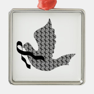 Dove of Hope Black Ribbon - Melanoma Metal Tree Decoration