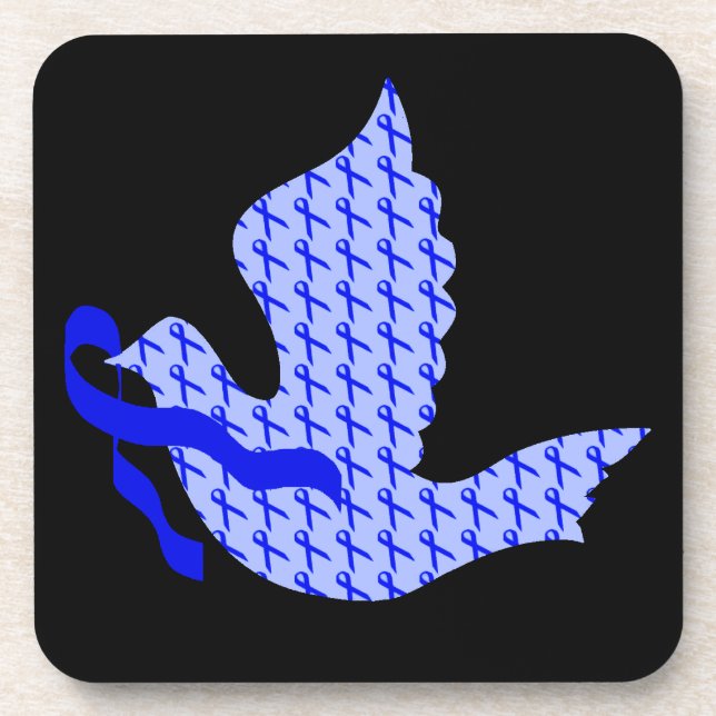 Dove of Hope Blue Ribbon - Colon Cancer Coaster (Front)