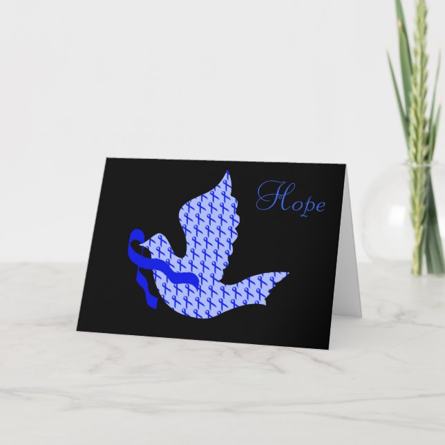 Dove of Hope Blue Ribbon - Colon Cancer Holiday Card (Front)