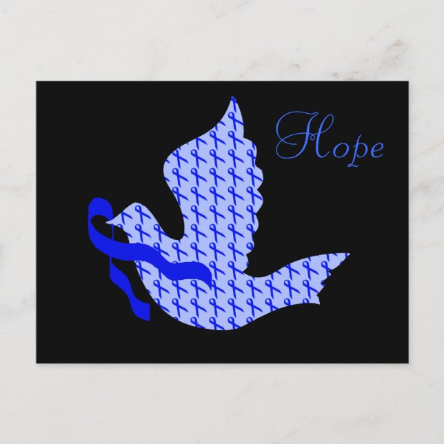 Dove of Hope Blue Ribbon - Colon Cancer Postcard (Front)