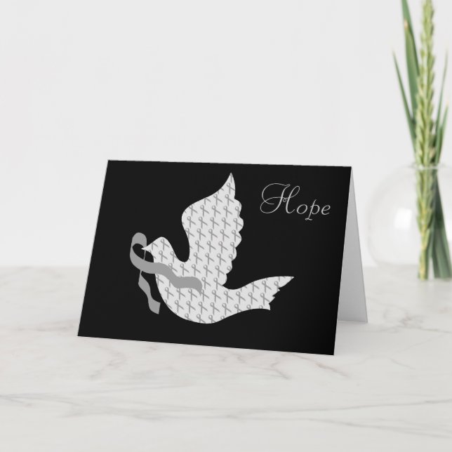 Dove of Hope Grey Ribbon Brain Cancer Tumour Holiday Card (Front)