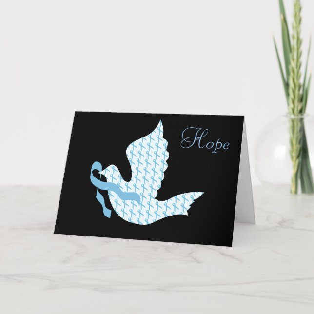 Dove of Hope Light Blue Ribbon - Prostate Cancer Holiday Card (Front)