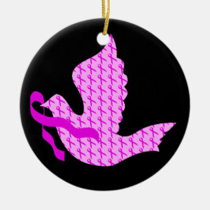 Dove of Hope Pink Ribbon - Breast Cancer Ceramic Tree Decoration