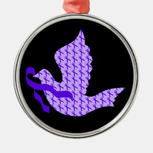 Dove of Hope Purple Ribbon - Alzheimer's Disease Metal Tree Decoration