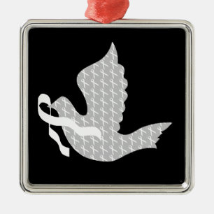 Dove of Hope White Ribbon - Lung Cancer Metal Tree Decoration