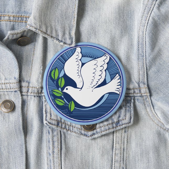 Dove of Peace 10 Cm Round Badge (In Situ)