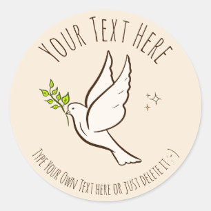 Dove of Peace. Anti-war Freedom movement. Template Classic Round Sticker