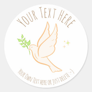 Dove of Peace. Anti-war, peace movement. Template Classic Round Sticker