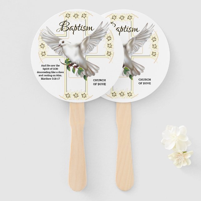 Dove of Peace Baptism Hand Fan (Front and Back)
