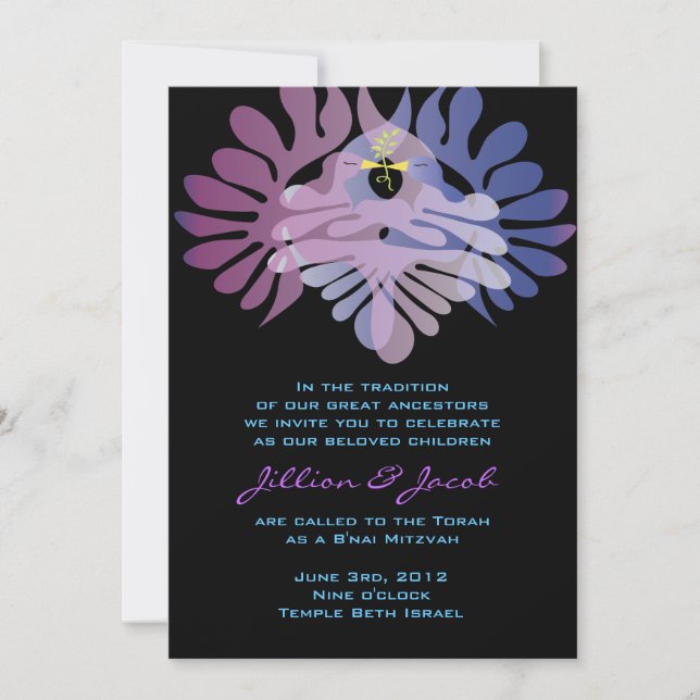 Dove of Peace B'nai Mitzvah Bar Bat Invitation (Front)