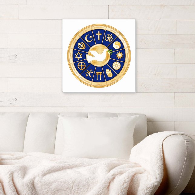Dove of Peace Canvas Art (Dove of Peace Canvas Art
Inspirational decor. Gold icons of world faiths surround the Dove of Peace.)
