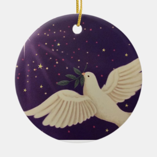 Dove of Peace Ceramic Tree Decoration (Front)