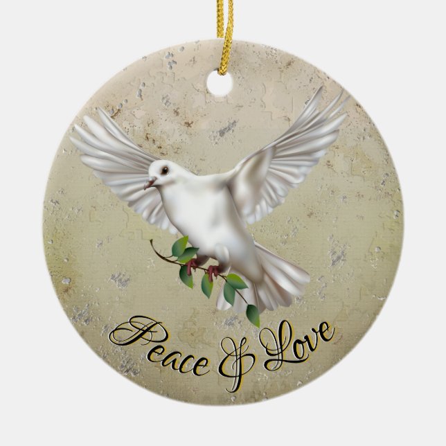 Dove of Peace Ceramic Tree Decoration (Front)