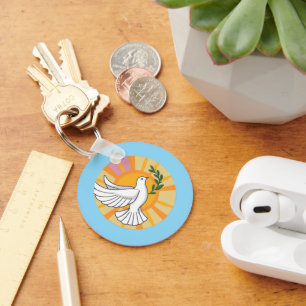 Dove of Peace Christian Faith Key Ring