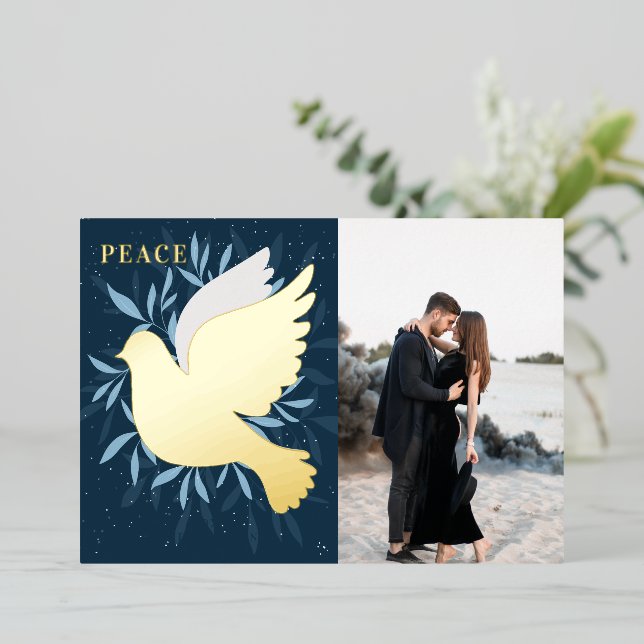 Dove of Peace Christmas Foil Holiday Card (Standing Front)