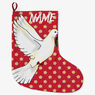 DOVE OF PEACE Christmas Stocking CUSTOMIZABLE NAME