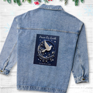 Dove of Peace Elegant Faux Papercraft NIght Sky Denim Jacket
