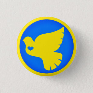 Dove of Peace - Flag of Ukraine - Freedom - Peace 3 Cm Round Badge
