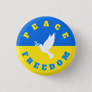 Dove of Peace - Flag of Ukraine - Freedom - Peace  3 Cm Round Badge