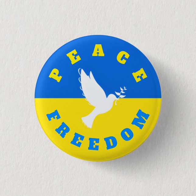Dove of Peace - Flag of Ukraine - Peace Button (Front)