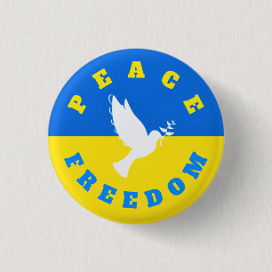 Dove of Peace - Flag of Ukraine - Peace Button