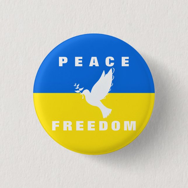 Dove of Peace - Flag of Ukraine - Peace - Freedom 3 Cm Round Badge (Front)