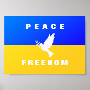 Dove of Peace - Flag of Ukraine - Peace - Freedom Poster